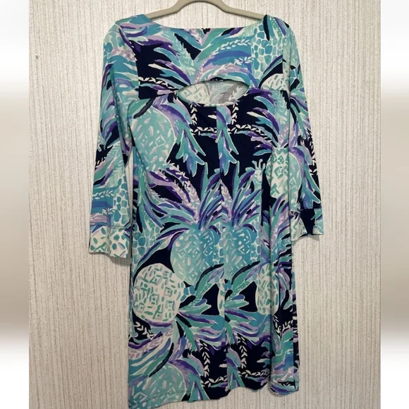 NWT Lilly Pulitzer Size Medium Hollee Dress In Bright Navy Alotta Colada - Picture 10 of 12